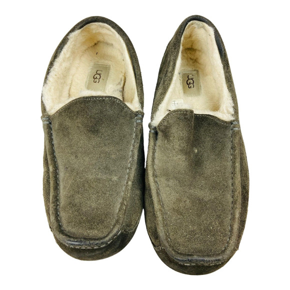 Ugg Mens Ascot Suede Shearling Slip On Burnt Olive Slippers Comfort Shoes US 10 - Picture 1 of 7
